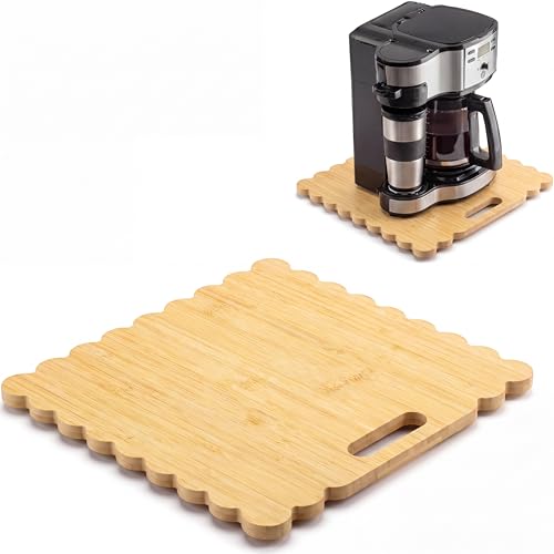 Novabright 13 x 14 Inch Bamboo Sliding Tray for Coffee Maker, Wood Color