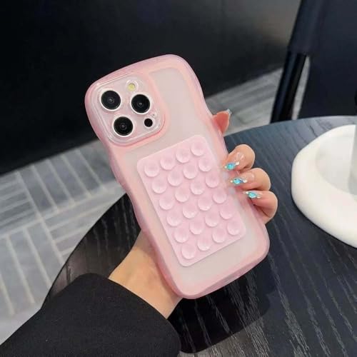 Coque ventouse iPhone 15 Pro rose pour selfies et tutoriels vidéo faciles