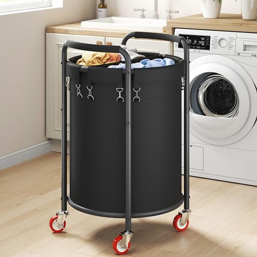 190L-2-Section-Laundry-Basket-with-Wheels-50-Gal-Rolling-Laundry-Hamper-Round-Laundry-Sorter-Cart-with-Handle-Steel-Frame-and-Removable-Bag-for-Clothes-Storage 190L 2 Section Laundry Basket with Wheels 50 Gal Rolling Laundry Hamper Round Laundry Sorter Cart with Handle Steel Frame and Removable Bag for Clothes Storage