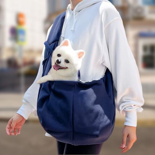 VARKAGE Tragetuch Hund und Katze, Hundetasche Zum Umhängen, Tragetasche Hund für Spaziergänge und Aktivitäten Im Freien, Tragekraft bis 15Kg (Marineblau)