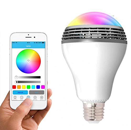 Led Bluetooth Speaker Light, PoWise Wireless E27 Smart LED Light Bulbs Lamp Lighting with RGB Color Changing/Music Player/Smartphone App Controlled for home