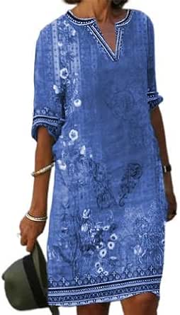 LauraKlein Boho Embroidered Floral Midi Dress - 3/4 Sleeve V Neck, European Ethnic Style | Spring & Summer - View #9