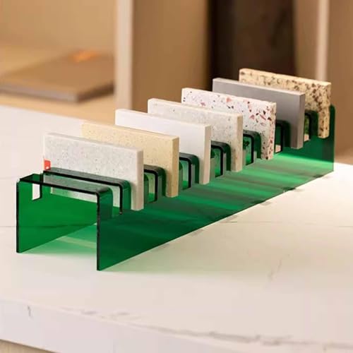 Qingzhi Desktop Tile Display Rack for Trade Show & Retail Stores, Large Format Marble Slab Display Stand for Shopping Malls, Ceramic Sample Holder for Stone Bricks/Wood Bricks(Green)