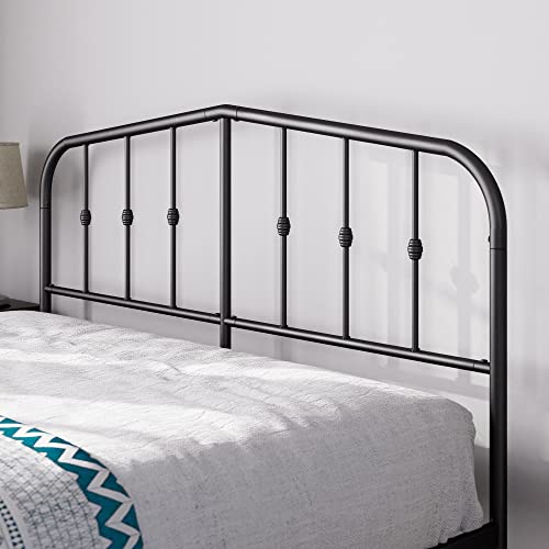 Zinus Heidi Bett 140x200 cm - Höhe 31cm mit Stauraum unter dem Bett - Metall Plattform Bettgestell mit Kopfteil und Fußteil - Schwarz
