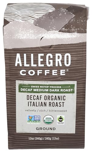 Allegro Coffee Decaf Organic Italian Roast Ground Coffee, 12 Ounce (Pack of 1)