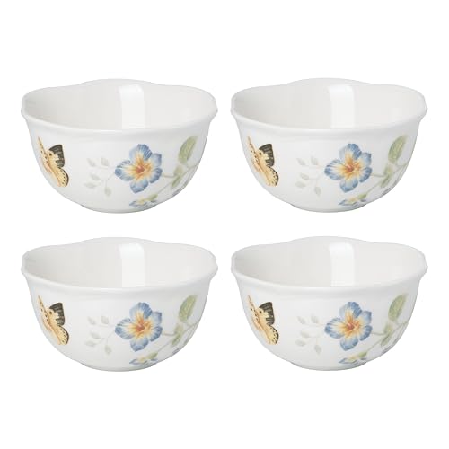 Image of Lenox Butterfly Meadow Porcelain 12oz Dessert Bowl Set for 4 (4-Piece)
