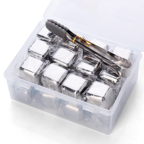 Wiederverwendbare Eiswürfel Edelstahl - 24 Stück ice cube, Whiskystein, Edelstahl-Eiswürfel mit High Cooling-Technologie, verwendet für Whisky, Wodka, Likör, Wein (24 Stück)