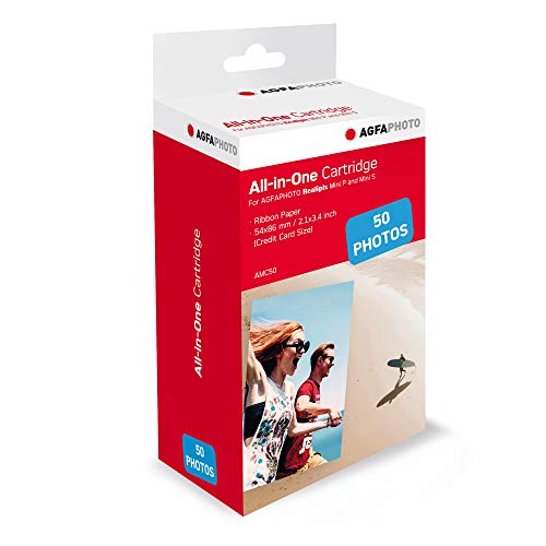 AGFA Photo - Cartucho y Papeles 5,3 x 8,6 cm AMC - Compatible con Realipix Mini S, Realipix Mini P,...