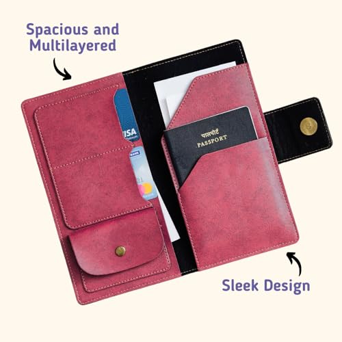 Image of Customized Travel Wallet with Name Engrave | Personalised Passport Holder for Women | Customised Passport Cover for Men and Women | Travel Organizer Gift Wallet (Peach)