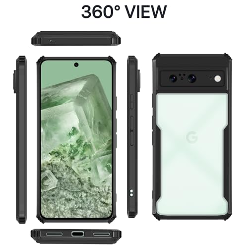 Image of Pikkme Google Pixel 8 Back Cover | Crystal Clear Transparent Back | Ultra Hyrbid | Full Camera Protection | Raised Edge | Bumper Back Case (Black)