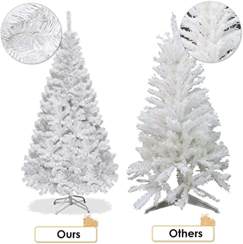 5FT-White-Artificial-Christmas-Tree-Realistic-Christmas-Tree-with-PVC-Branch-Tips-Metal-Base-Suitable-for-Shopping-Mall-Home-and-School-Holiday-Decoration-5FT 5FT White Artificial Christmas Tree Realistic Christmas Tree with PVC Branch Tips Metal Base Suitable for Shopping Mall Home and School Holiday Decoration 5FT
