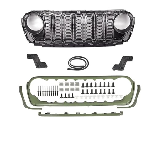 Calandre avant verte pour Jeep Wrangler JL JT 2018-2024 en plastique ABS