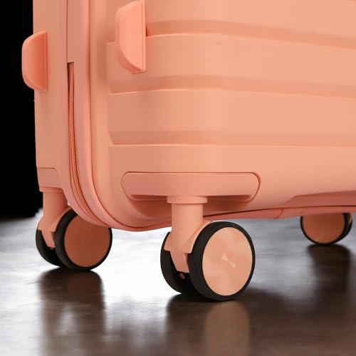 Image of 3G Vacanza Paris Series Polypropylene Unbreakable Hard-Sided Luggage Trolley Bag Set of 2 | Pink (55 & 65 cm)