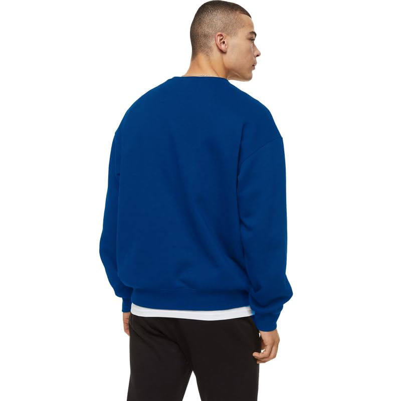 Image of DROBE Cotton Blend Round Neck Solid Sweatshirt for Men