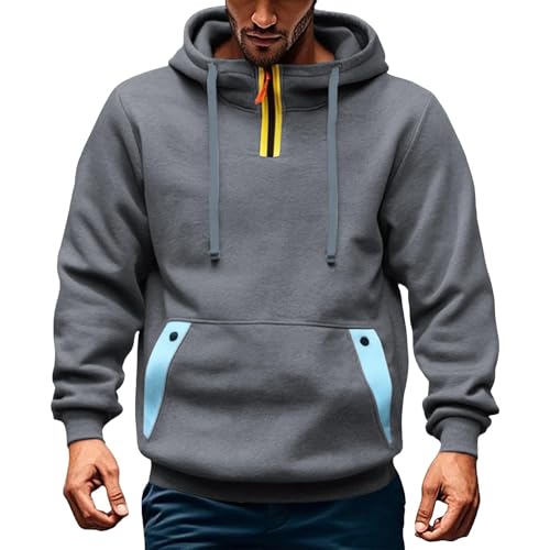 Tactical Hoodies for Men Quarter Zip Fleece Pullover Drawstring Casual Relaxed Workout Hooded Sweatshirts 2025 Fsahion2