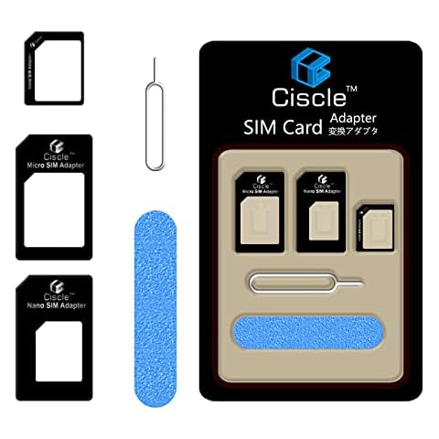 Ciscle 5 in 1 Nano SIM Card Adapter Converter Kit to Micro/Standard with Polish Chip and Eject Needle(Black) Cover