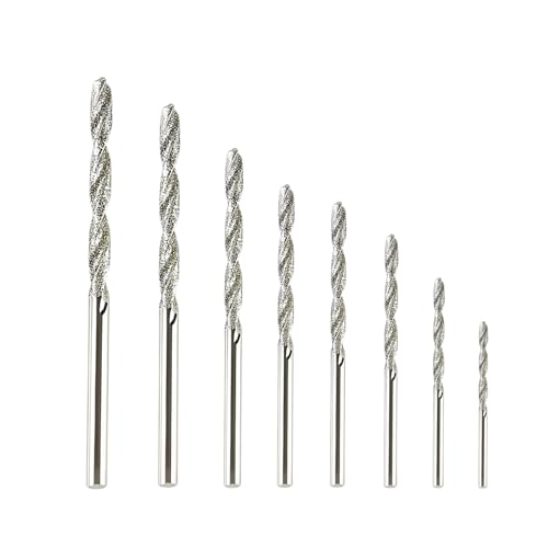 Juego de 8 Brocas Espirales con Punta de Diamante, Tamaños de 0,8 mm a 3,0 mm,para Perforar Vidrio, Metal, Conchas, Jade y Perlas, Herramientas de Alta Precisión para Diversas Aplicaciones