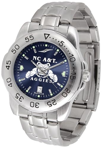 Image of SunTime Men's NCAA Team Sport Watch, 20mm Stainless Steel Strap, Reflective Shiny Dial with Date
