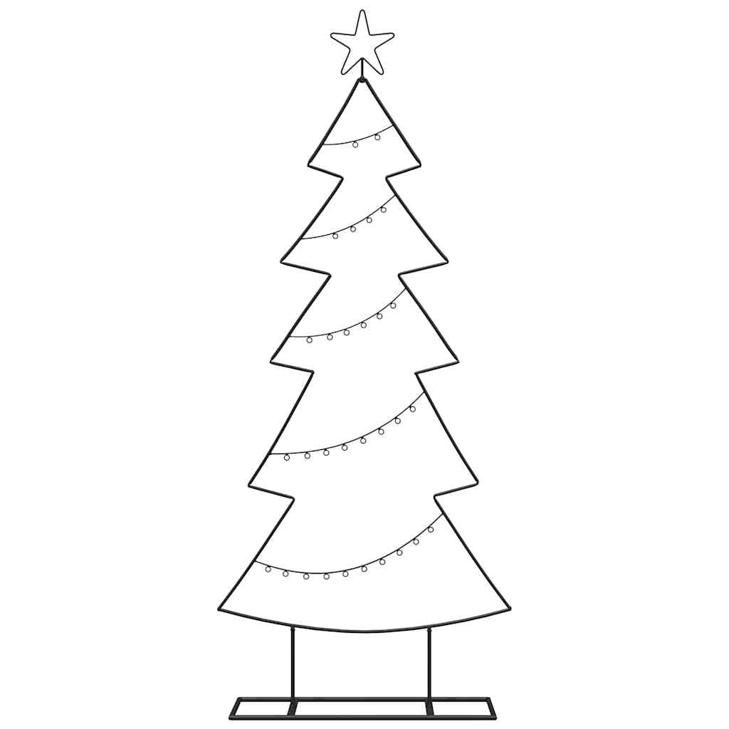 Albero di Natale artificiale in metallo, nero, 150 cm, con supporto in acciaio, per soggiorno e interni, pieghevole, ignifugo, con supporto stabile e aspetto moderno