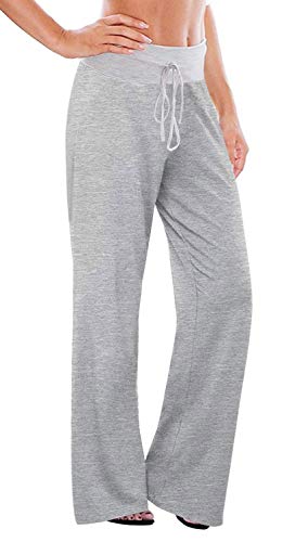 Image of AMiERY Women's Comfy Casual Pajama Pants Floral Print Drawstring Palazzo Lounge Pants Wide Leg
