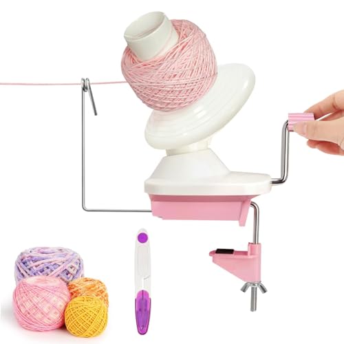 Image of Pukaock Yarn Winder,Hand Operated Yarn Ball Winder,Easy to Install, Low Noise,Effectively Makes Neat Winding Machines,Suitable for Crochet Knitting,The Helper for Knitting Enthusiast(Pink)
