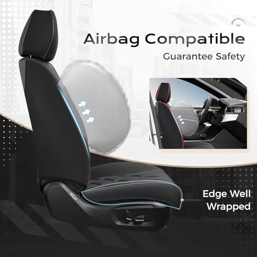 Image of Coverado Car Seat Covers Full Set, Seat Covers for Cars, Front Seat Covers and Back Seat Cover Waterproof Leather Automotive Seat Cover, Universal Car Interior Protectors Cushion for Most Cars