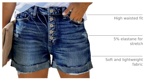 Image of onlypuff Womens Jean Short Cut Off Denim Shorts High Waist Ripped Distressed Stretchy