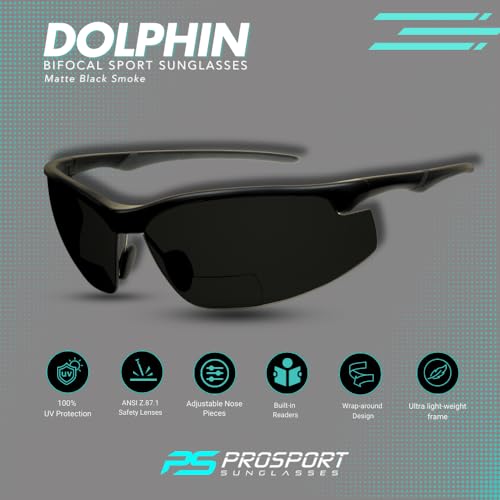 proSPORT Bifocal Sunglass Readers Adjustable Nose Piece ANSI Z87.1 Sport Wrap Cycling Running Golf Fishing Motorcycle2