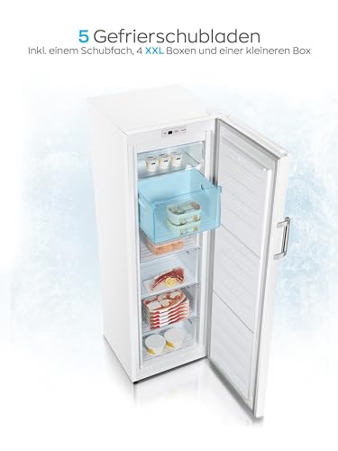 Heinrich´s Gefrierschrank Temperatur:-14°C~-24°C, Freezer, No-Frost Schutz, Gefrierschubladen + Gefrierfach, LED-Display,Airflow, wechselbarer Türanschlag, Alarmfunktion