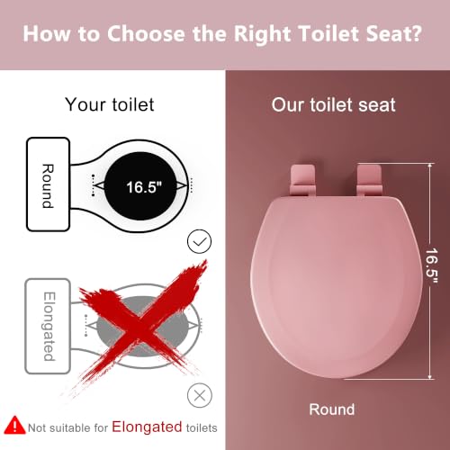 Image of Angol Shiold Slow Close Wood Toilet Seat(Pink, Round 16.5'')