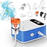 Aerosol Silenzioso per Bambini Adulti,Aerosol Portatile a Microcompressore con Display Digitale, Nebulizzatore Inalatore Ultrasuoni Macchina Aerosol con Boccaglio e Maschera