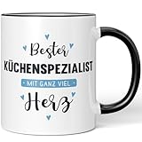 JUNIWORDS Tasse, Bester Küchenspezialist, mit ganz viel Herz, Schwarz (6051584)