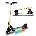WEELMOTION Gold Kids Electric Scooter, 6.5" Solid Tire with Front Led Lights and Multicolor Rainbow Lights; Foldable kick Scooter for Kids with LED Display, Max Range 8 kms Gold