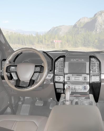 Voodonala for F150 Interior Trim Kit, Center Console Dashboard Side Outlet Vent Cover Accessories for Ford F150 2015-2020,11PCS (Black Wood Grain)