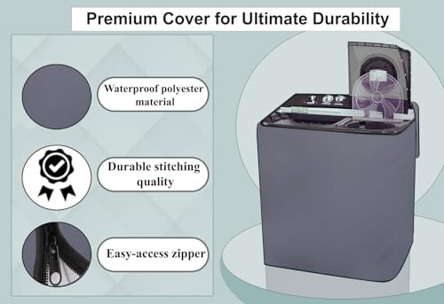 Image of Stylista Polyester Washing Machine Cover Compatible for Godrej 8 KG Semi-Automatic Top Loading WSEDGEULTS805.0DB2MCSGR, Grey