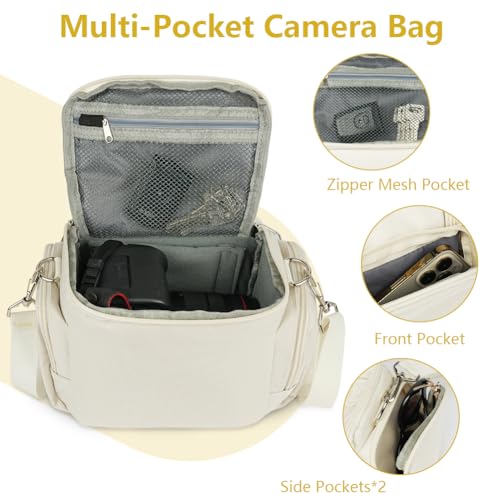 Ainiv Bolsa Camara DSLR, Impermeable y Antigolpes Camera Bag SLR, Correa de Hombro Ajustable, Bolsa Camara Fotografica para Sony, Funda Camara para Canon (Beige) - imagen 3
