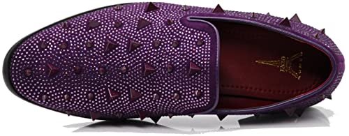 Image of SPK24 Men Vintage Spikes Sparkle Formal Tuxedo Stage Fashion Slip On Loafer Dress Shoes