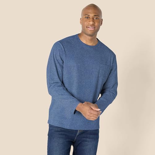 Amazon Essentials Camiseta de Manga Larga de Ajuste Normal Hombre, Azul Mezcla, XL