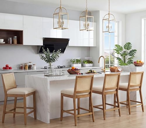 Rattan Counter Stools Set of 4 26 Inches