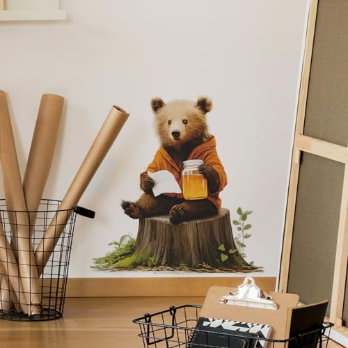Vinilo decorativo de oso con acuarela, removible e impermeable miniatura 3