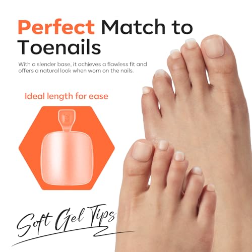 Image of Modelones Short Square Toe Nail Tips 510Pcs 15 Sizes Press On Toenails Squoval Soft Gel Tips Full Cover Matte Fake Toe Nails Extensions Pre-Etched Toe Tips for DIY Salon Use