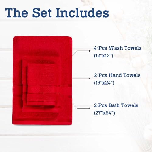 Casa Lino CL-PL-8PCS-RED 8 Pc Premium Towel Set, Cotton Towels Set, 400 Gsm 2 Bath Towel thumb #3