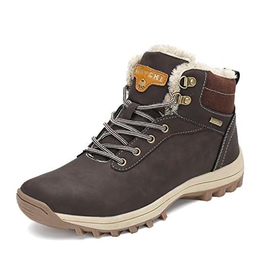 Mens Winter Warm Snow Boots Non-Slip Waterproof Casual Outdoor Womens Hiking Shoes Walking Brown 8.5 Women/7 Men