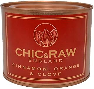 Chic & Raw Large Scented Candle, Cinnamon, Orange & Clove Essential Oil, Christmas, Winter Home Fragrance, Natural Soy Wax, 70 Hours Burn Time