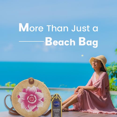 Bolso redondo de ratán para mujer, bolso de playa de paja, bolso tejido a mano con diseño floral (pequeño) miniatura 2