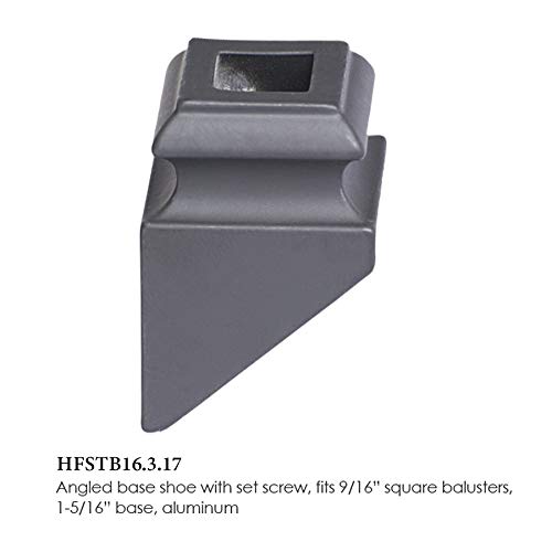 Satin Black 16.3.17 Angled Base Shoes For 9/16 Inch Round Iron Balusters For Stair Remodel, Box Of 10 #TOP1