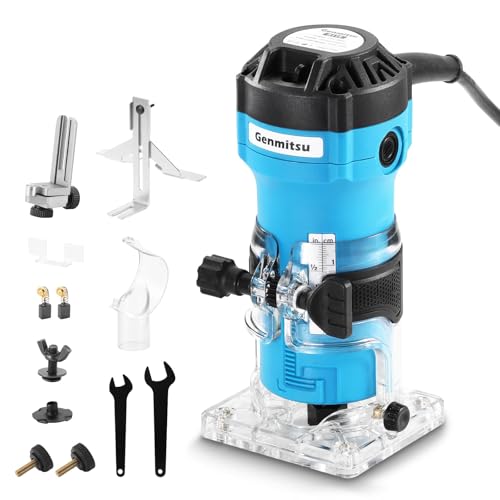 Genmitsu Défonceuse à paume 1 HP, outil à bois compact 30 000 tr/min avec base fixe, avec pince ¼ ', parfait pour le travail du bois CNC et les projets de bricolage