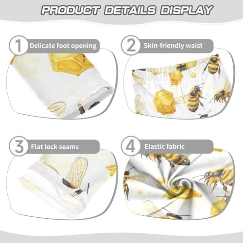 Boccsty Beehive Yellow Bees Honey Girls Leggings Kids Yoga Pants Dance Active Tights 4T3