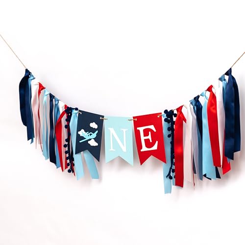 Airplane High Chair Banner - Top One Highchair Banner For Baby,First Birthday Party Decorations,Airplane Themed Birthday Party Supplies by MUWEOL - Image 7