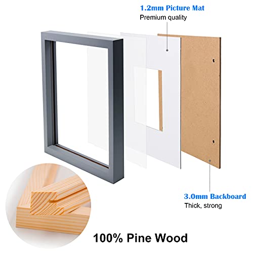 Egofine 5X7 Picture Frames 4 Pack Covered By Plexiglass For Picture 4X6 With Mat Or 5X7 Whitout Mat Made Of Solid Wood For Table Top Display And Wall Mounting Photo Frame, Dark Gray #TOP2